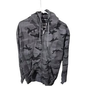 New Dixxon Hoodie Mens XL Black Camo Ground Up Custom Fleece Full Zip Jacket
